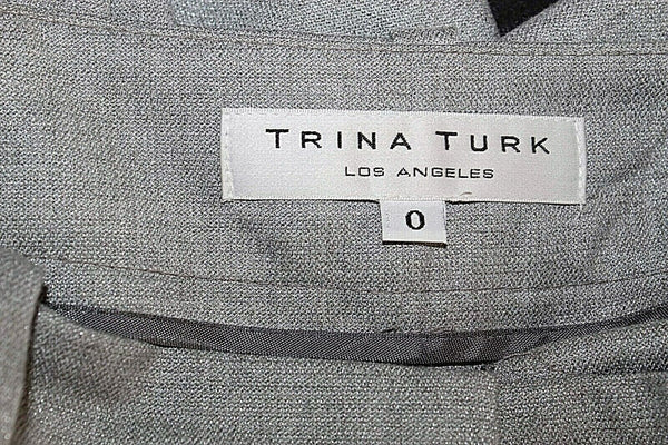 Trina Turk Sz 0 x 33 Gray Silver Shimmer Poly Viscose Lurex Lycra Pant