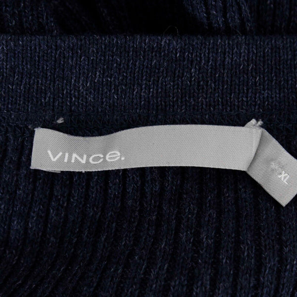 Vince NEW $245 Sz XL Navy Blue Ribbed 1/4 Button Linen Blend Men's Sweater