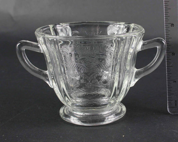 Depression Pressed Clear 3.25" Raised Motif Sugar Creamer Set
