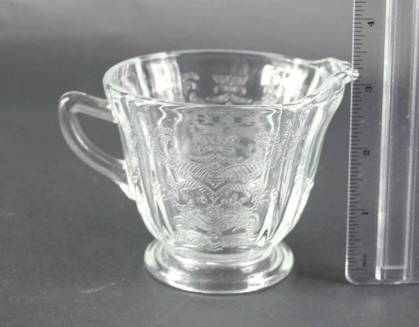 Depression Pressed Clear 3.25" Raised Motif Sugar Creamer Set