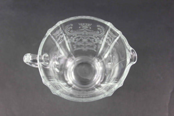 Depression Pressed Clear 3.25" Raised Motif Sugar Creamer Set