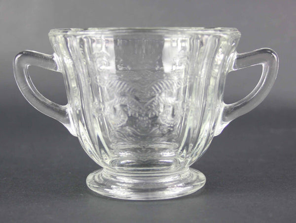 Depression Pressed Clear 3.25" Raised Motif Sugar Creamer Set
