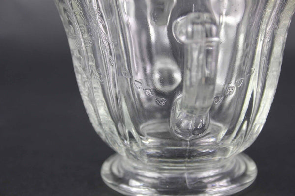 Depression Pressed Clear 3.25" Raised Motif Sugar Creamer Set
