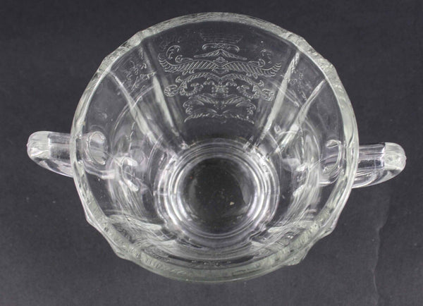 Depression Pressed Clear 3.25" Raised Motif Sugar Creamer Set