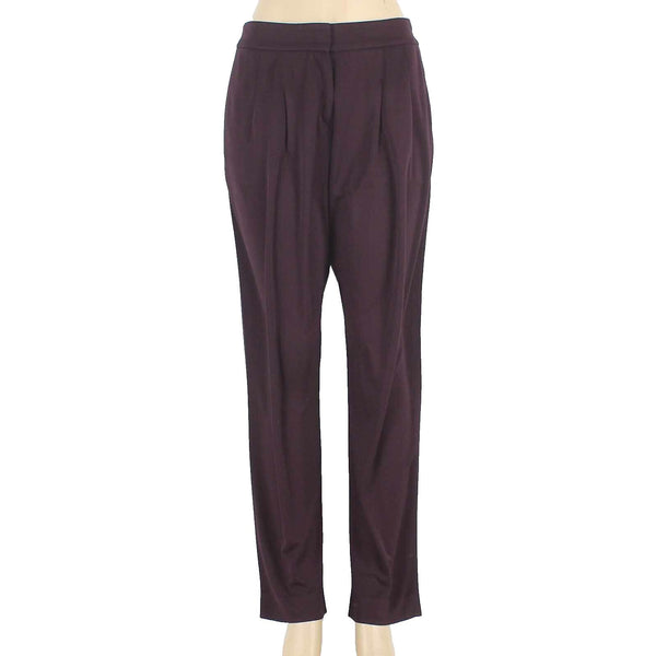 Akris Sz 8 x 30 Purple Pleated Front Pockets 100% Viscose Trouser Pant