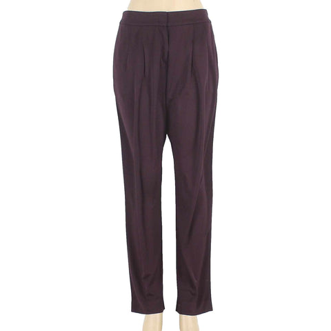 Akris Sz 8 x 30 Purple Pleated Front Pockets 100% Viscose Trouser Pant