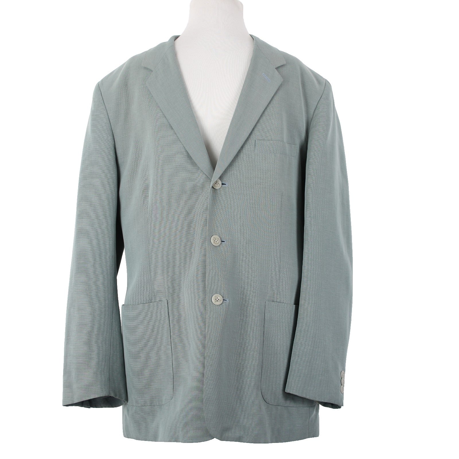 Claiborne Sz 42R Soft Blue Green Rayon Blend Patch Pocket 3 Button Sport Jacket