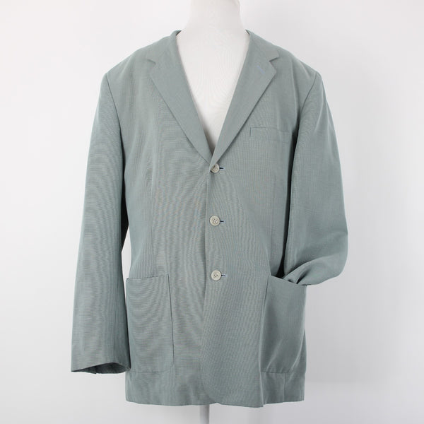 Claiborne Sz 42R Soft Blue Green Rayon Blend Patch Pocket 3 Button Sport Jacket