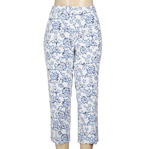 J Jill NEW Sz 10 X 23 White Blue Stretch Capri Pant