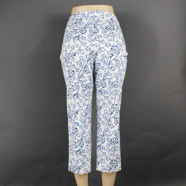 J Jill NEW Sz 10 X 23 White Blue Stretch Capri Pant