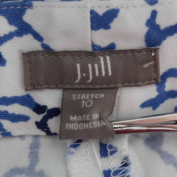 J Jill NEW Sz 10 X 23 White Blue Stretch Capri Pant