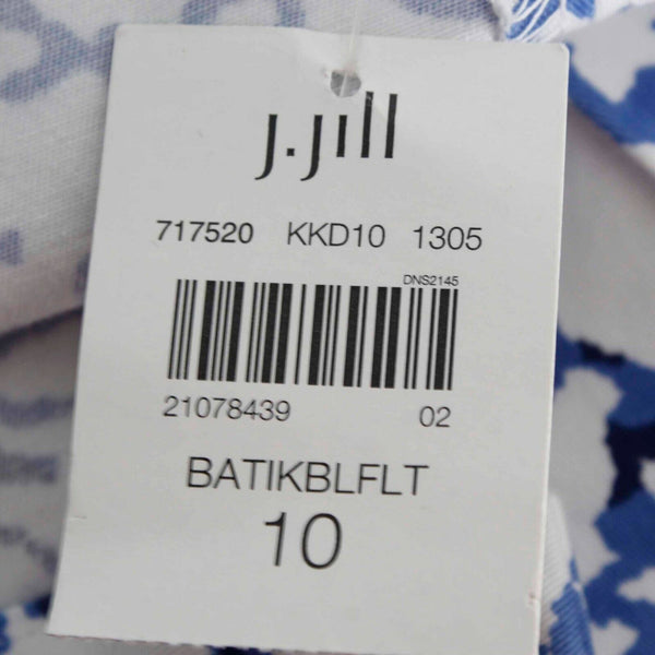 J Jill NEW Sz 10 X 23 White Blue Stretch Capri Pant