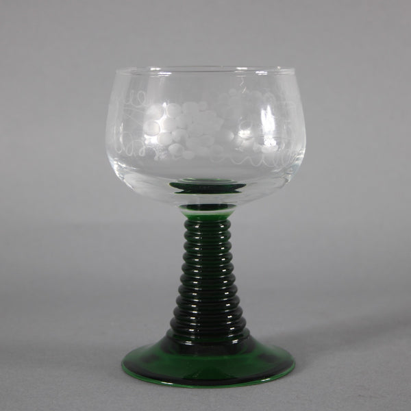 Luminare Wine Glass Clear Green Grape Vines Striated 5.25" Wine Glasses
