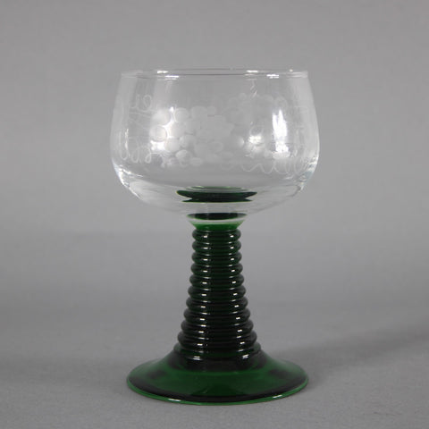 Luminare Wine Glass Clear Green Grape Vines Striated 5.25" Wine Glasses