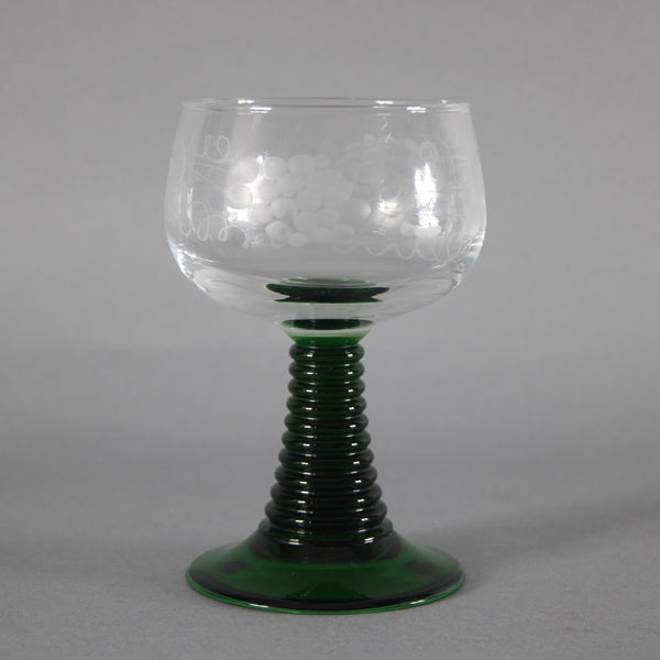Luminare Wine Glass Clear Green Grape Vines Striated 5.25" Wine Glasses