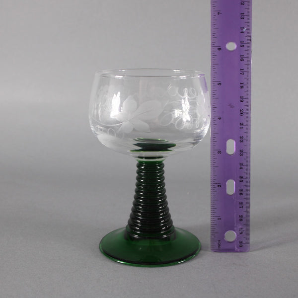 Luminare Wine Glass Clear Green Grape Vines Striated 5.25" Wine Glasses