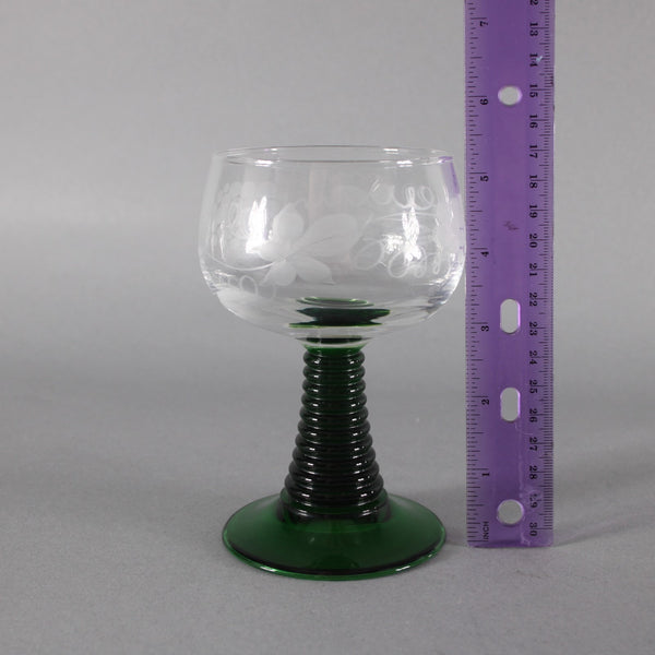 Luminare Wine Glass Clear Green Grape Vines Striated 5.25" Wine Glasses