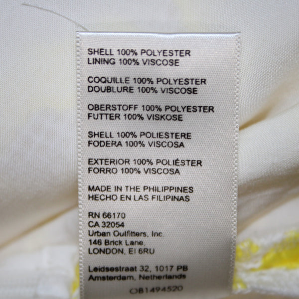 Maeve Dress NEW $170 Sz 10 Yellow White Lined Embroidered V Neck Poly Viscose