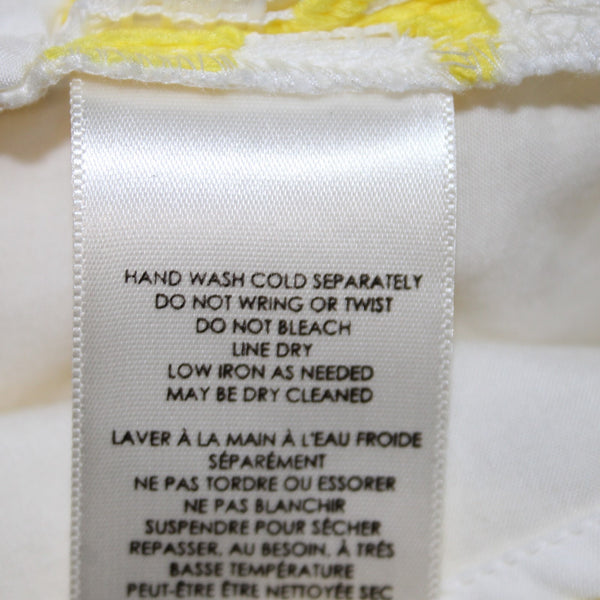 Maeve Dress NEW $170 Sz 10 Yellow White Lined Embroidered V Neck Poly Viscose