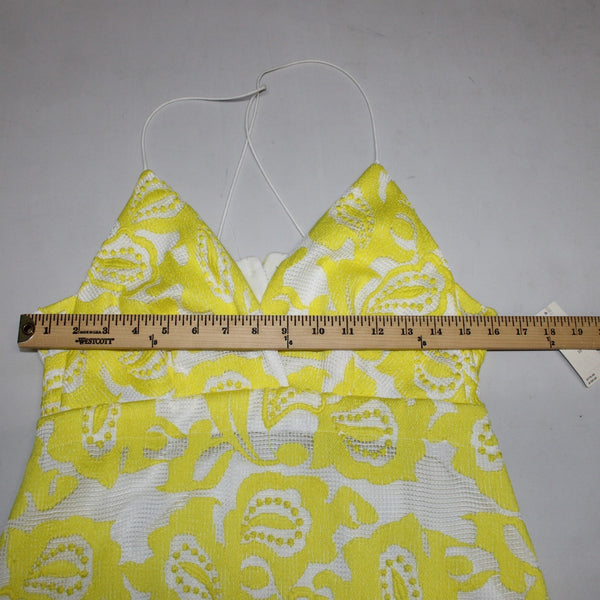 Maeve Dress NEW $170 Sz 10 Yellow White Lined Embroidered V Neck Poly Viscose