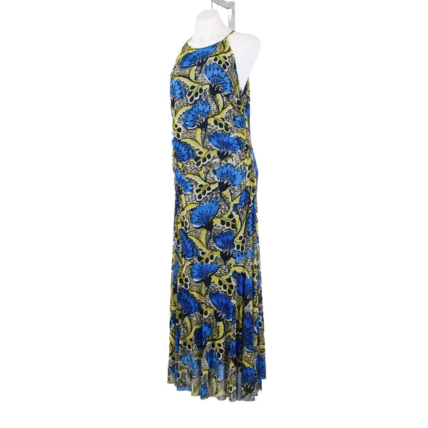 Nine West Dress Sz 16 Blue Yellow Multicolor Lined Mesh Polyester Elastane Dress