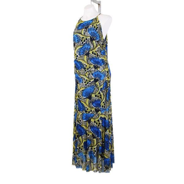 Nine West Dress Sz 16 Blue Yellow Multicolor Lined Mesh Polyester Elastane Dress