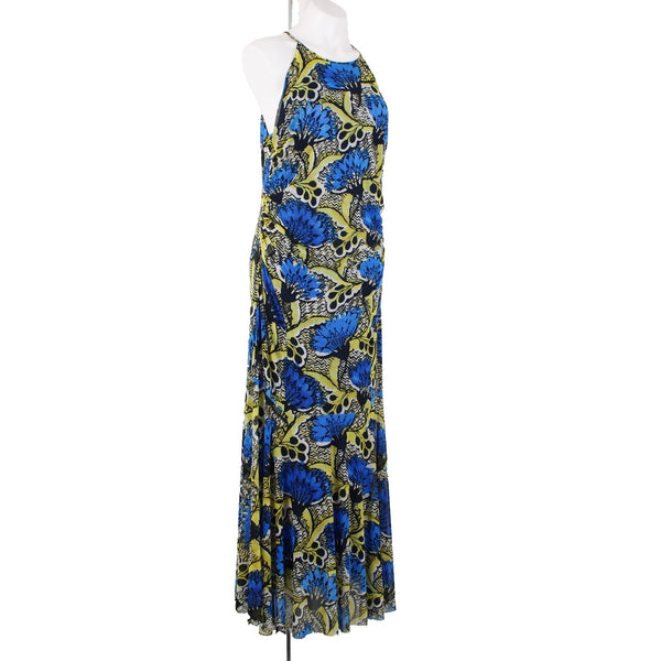 Nine West Dress Sz 16 Blue Yellow Multicolor Lined Mesh Polyester Elastane Dress