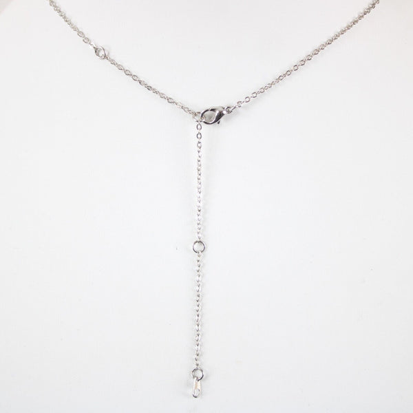 JULIE Name Silvertone Rhinestone 14.5" w 4.5" Multi Ring Ext Necklace