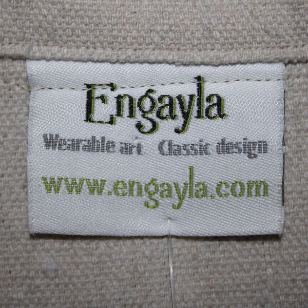 Engayla NEW $259 Sz OS Cream Black Buttons Collared Knee Length Cotton Poly Coat