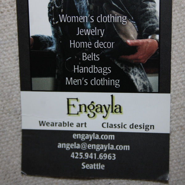 Engayla NEW $259 Sz OS Cream Black Buttons Collared Knee Length Cotton Poly Coat