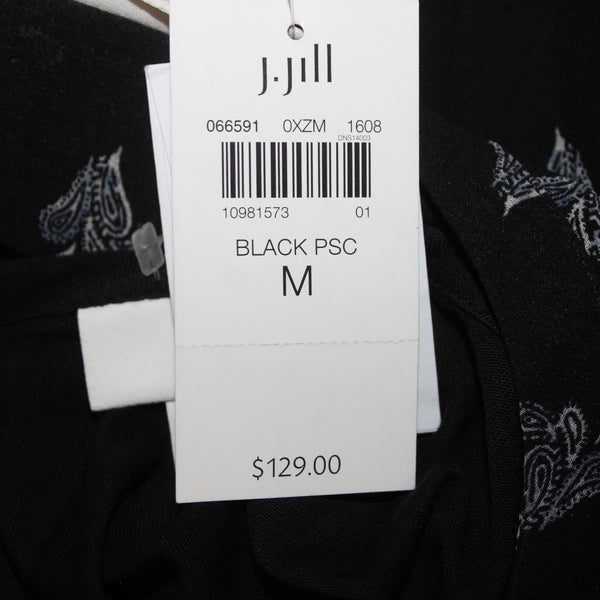 J Jill Dress NEW $129 Sz M Black White Multi Color Lined Cotton Rayon Dress