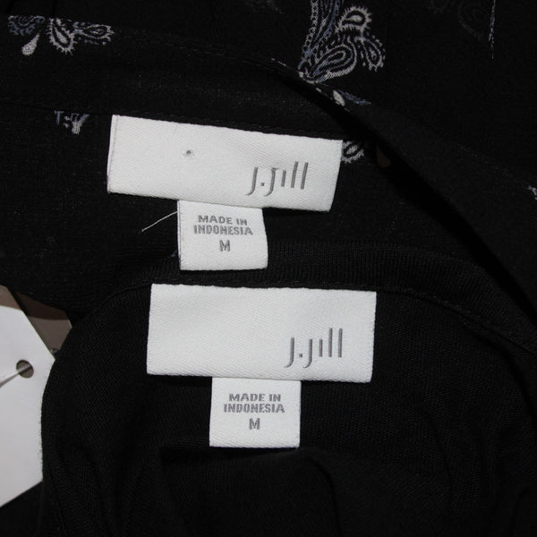 J Jill Dress NEW $129 Sz M Black White Multi Color Lined Cotton Rayon Dress