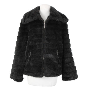 Alpine Studio Sz L Collared Pockets Faux Fur Lined Modarylic Polyester Jacket