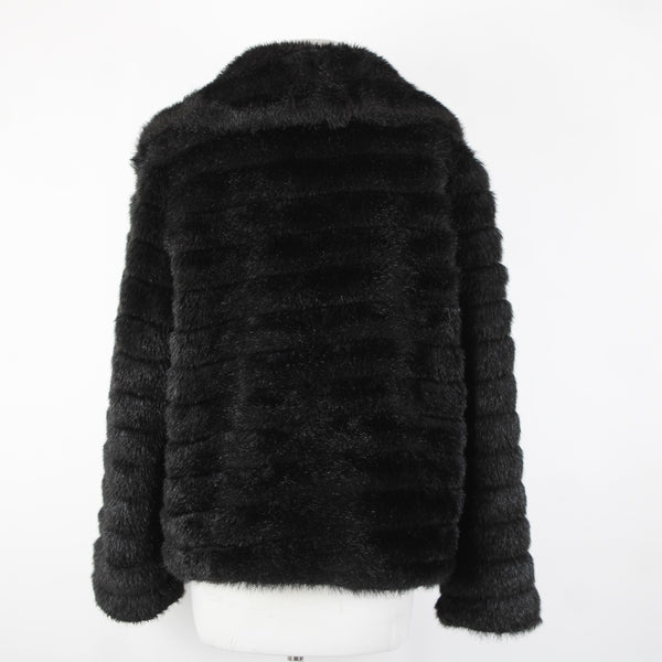 Alpine Studio Sz L Collared Pockets Faux Fur Lined Modarylic Polyester Jacket