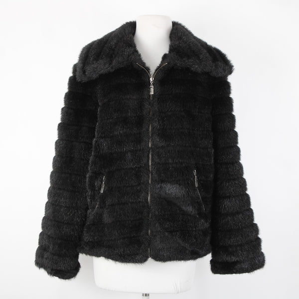 Alpine Studio Sz L Collared Pockets Faux Fur Lined Modarylic Polyester Jacket