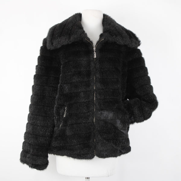 Alpine Studio Sz L Collared Pockets Faux Fur Lined Modarylic Polyester Jacket