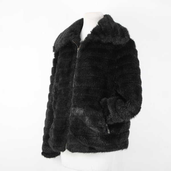 Alpine Studio Sz L Collared Pockets Faux Fur Lined Modarylic Polyester Jacket