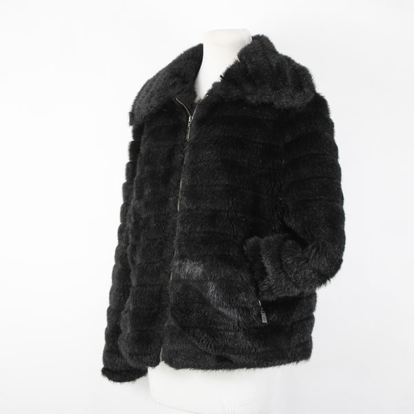 Alpine Studio Sz L Collared Pockets Faux Fur Lined Modarylic Polyester Jacket