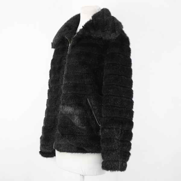 Alpine Studio Sz L Collared Pockets Faux Fur Lined Modarylic Polyester Jacket