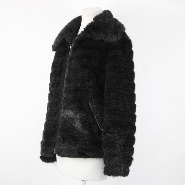 Alpine Studio Sz L Collared Pockets Faux Fur Lined Modarylic Polyester Jacket