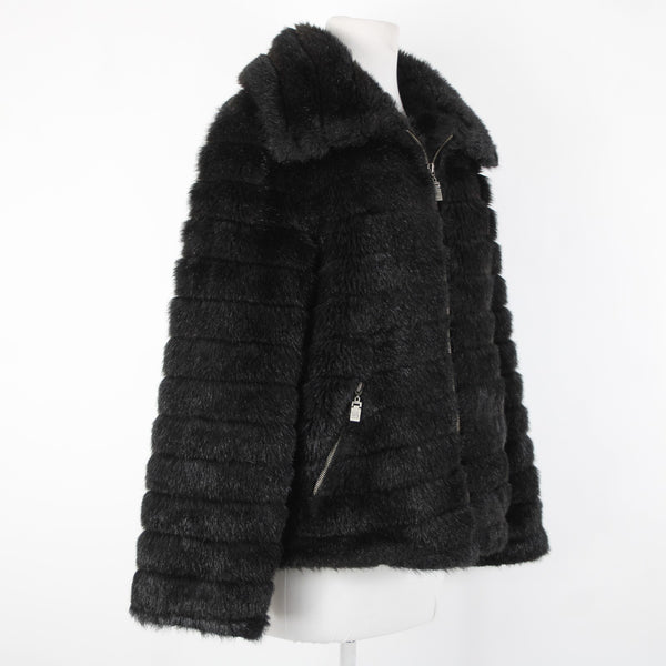 Alpine Studio Sz L Collared Pockets Faux Fur Lined Modarylic Polyester Jacket