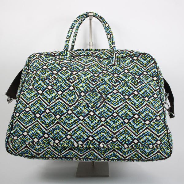 Vera Bradley Brown Blue Multi Color 20 x 14 x 9 Inner Pockets Fabric Duffle Bag