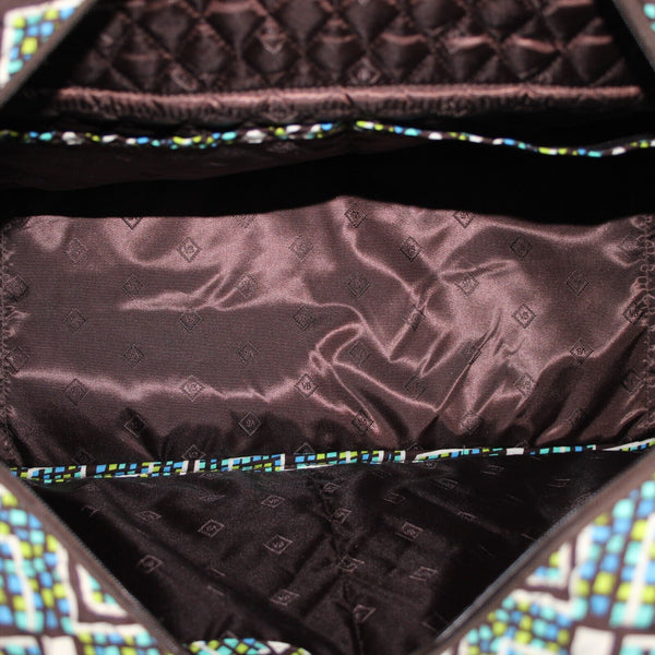 Vera Bradley Brown Blue Multi Color 20 x 14 x 9 Inner Pockets Fabric Duffle Bag