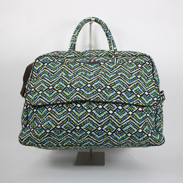 Vera Bradley Brown Blue Multi Color 20 x 14 x 9 Inner Pockets Fabric Duffle Bag