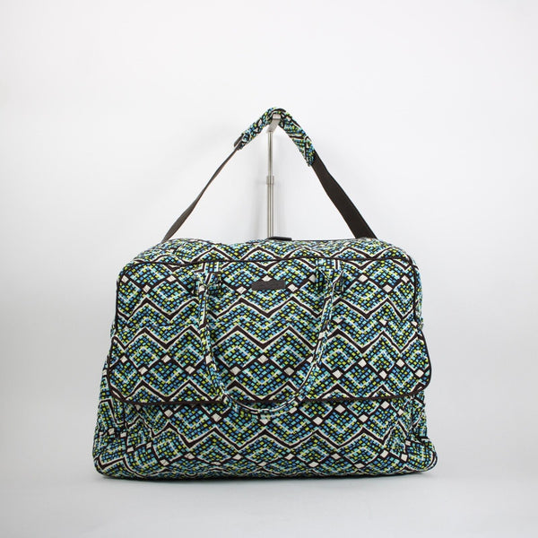 Vera Bradley Brown Blue Multi Color 20 x 14 x 9 Inner Pockets Fabric Duffle Bag