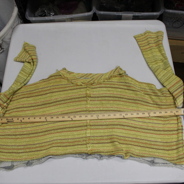 Free People Sz SP Yellow Gray Multicolor Bell Sleeve Crop Cotton Acrylic Sweater