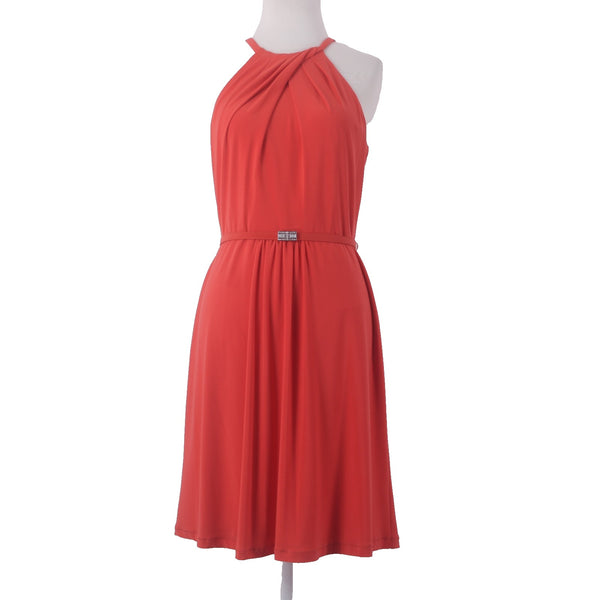 Lauren Ralph Lauren Dress NEW $156 Sz 6 Red Rhinestone Detail Belted Poly Dress