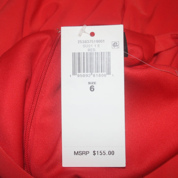 Lauren Ralph Lauren Dress NEW $156 Sz 6 Red Rhinestone Detail Belted Poly Dress