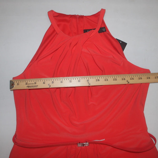 Lauren Ralph Lauren Dress NEW $156 Sz 6 Red Rhinestone Detail Belted Poly Dress