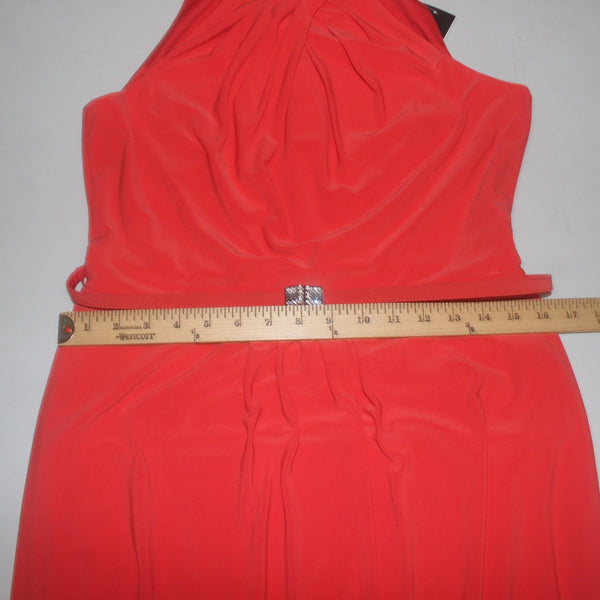 Lauren Ralph Lauren Dress NEW $156 Sz 6 Red Rhinestone Detail Belted Poly Dress
